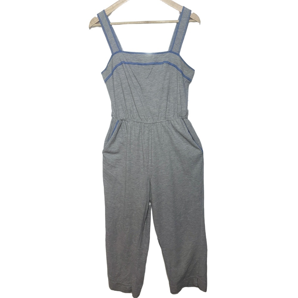 Saturday Sunday by Anthropologie Gray Blue Knit Cotton Wide Leg Jumpsuit Size M